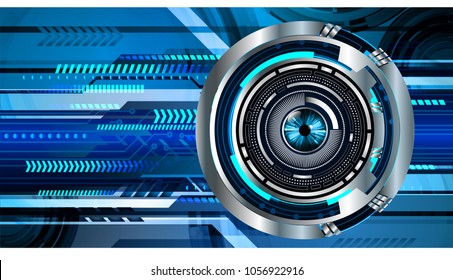 binary circuit board future technology, blue cyber security concept background, abstract hi speed digital internet. motion move blur. eye pixel vector