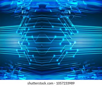 binary circuit board future technology, blue cyber security concept background, abstract hi speed digital internet.motion move blur. pixel vector