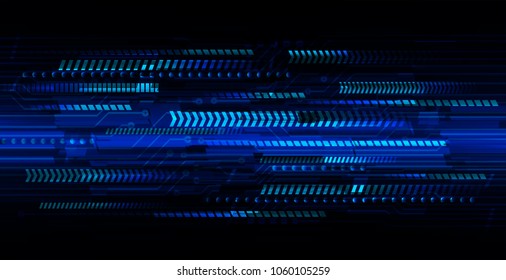 binary circuit board future technology, blue cyber security concept background, abstract hi speed digital internet.motion move blur. arrow pixel vector