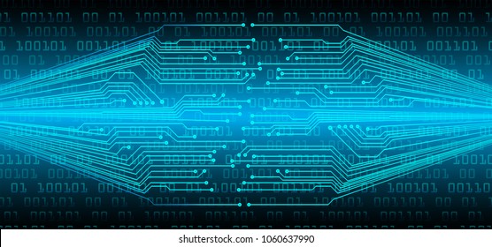 binary circuit board future technology, blue cyber security concept background, abstract hi speed digital internet.motion move blur. pixel vector