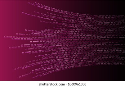 binary circuit board future technology, pink cyber security concept background, abstract hi speed digital internet.motion move blur. pixel vector