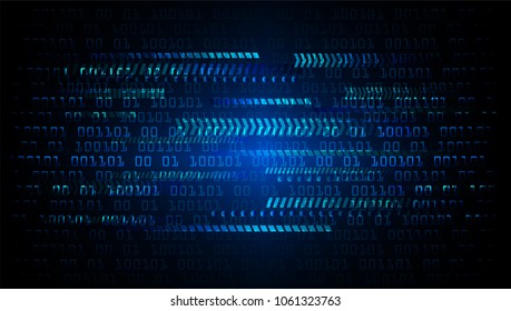 binary circuit board future technology, blue cyber security concept background, abstract hi speed digital internet.motion move blur. arrow pixel vector