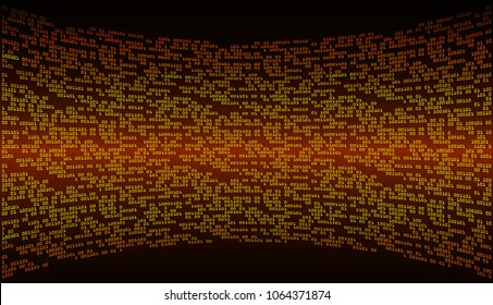 binary circuit board future technology, orange cyber security concept background, abstract hi speed digital internet.motion move blur. pixel