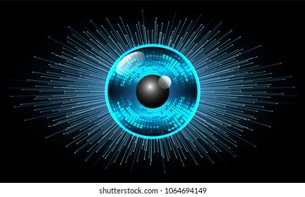 binary circuit board future technology, blue cyber security concept background, abstract hi speed digital internet.motion move blur. eye pixel