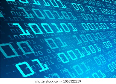 binary circuit board future technology, blue cyber security concept background, abstract hi speed digital internet.motion move blur. pixel