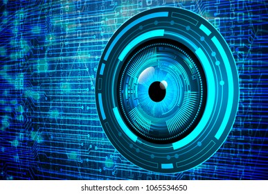 binary circuit board future technology, blue cyber security concept background, abstract hi speed digital internet.motion move blur. pixel eye vector