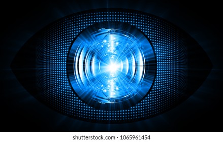 binary circuit board future technology, blue cyber security concept background, abstract hi speed digital internet.motion move blur. eye pixel vector