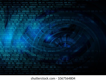 binary circuit board future technology, blue cyber security concept background, abstract hi speed digital internet.motion move blur. pixel vector
