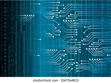 binary circuit board future technology, blue cyber security concept background, abstract hi speed digital internet.motion move blur. pixel vector