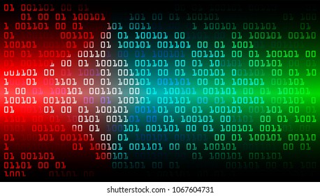 binary circuit board future technology, blue red green cyber security concept background, abstract hi speed digital internet.motion move blur. pixel vector