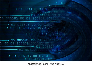 binary circuit board future technology, blue cyber security concept background, abstract hi speed digital internet.motion move blur. pixel vector