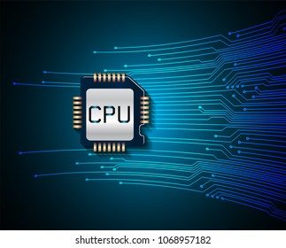 Binary circuit board future technology, blue cyber security concept background, abstract hi speed digital internet.motion move blur. CPU pixel vector