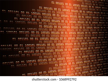 Binary circuit board future technology, orange cyber security concept background, abstract hi speed digital internet.motion move blur. pixel vector