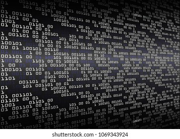 binary circuit board future technology, black cyber security concept background, abstract hi speed digital internet.motion move blur. pixel vector
