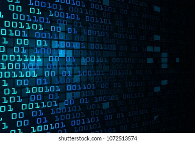 binary circuit board future technology, blue cyber security concept background, abstract hi speed digital internet.motion move blur. pixel vector