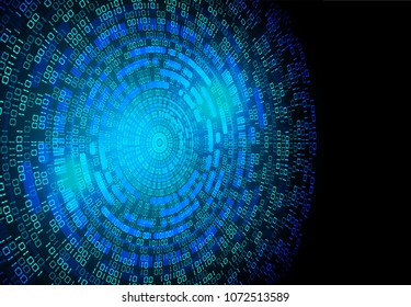 binary circuit board future technology, blue cyber security concept background, abstract hi speed digital internet.motion move blur. eye pixel vector