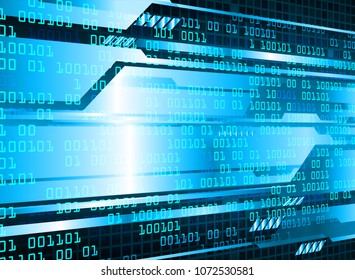 binary circuit board future technology, blue cyber security concept background, abstract hi speed digital internet.motion move blur. pixel vector