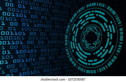 binary circuit board future technology, blue cyber security concept background, abstract hi speed digital internet.motion move blur. eye pixel vector