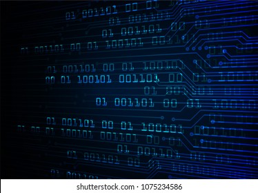 binary circuit board future technology, blue cyber security concept background, abstract hi speed digital internet.motion move blur. pixel vector