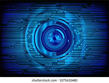 binary circuit board future technology, blue eye cyber security concept background, abstract hi speed digital internet.motion move blur. pixel vector