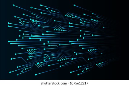 binary circuit board future technology, blue cyber security concept background, abstract hi speed digital internet.motion move blur. pixel vector
