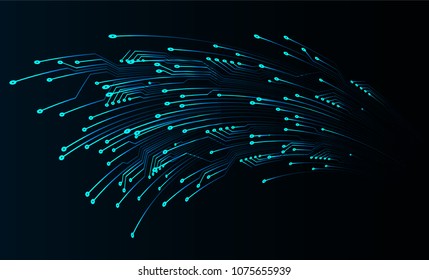 binary circuit board future technology, blue cyber security concept background, abstract hi speed digital internet.motion move blur. pixel vector