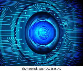 binary circuit board future technology, blue eye cyber security concept background, abstract hi speed digital internet.motion move blur. pixel vector