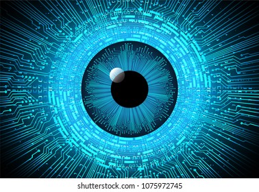 binary circuit board future technology, blue eye cyber security concept background, abstract hi speed digital internet.motion move blur. pixel vector