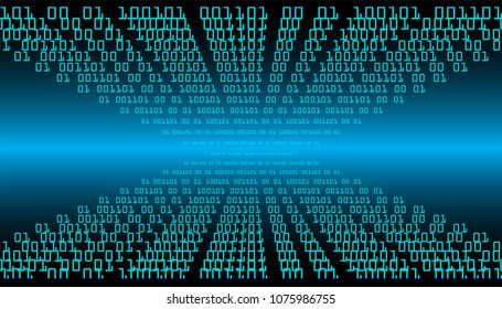 binary circuit board future technology, blue cyber security concept background, abstract hi speed digital internet.motion move blur. pixel vector