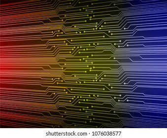 binary circuit board future technology, blue red yellow cyber security concept background, abstract hi speed digital internet.motion move blur. pixel vector