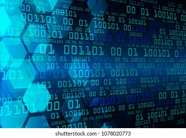 binary circuit board future technology, blue cyber security concept background, abstract hi speed digital internet.motion move blur. pixel vector