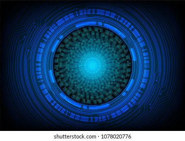 binary circuit board future technology, blue eye cyber security concept background, abstract hi speed digital internet.motion move blur. pixel vector