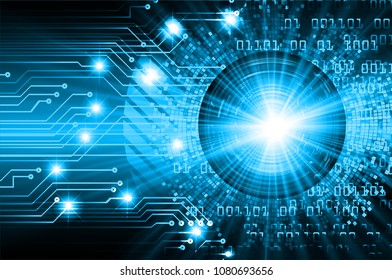 binary circuit board future technology, blue eye cyber security concept background, abstract hi speed digital internet.motion move blur. pixel vector