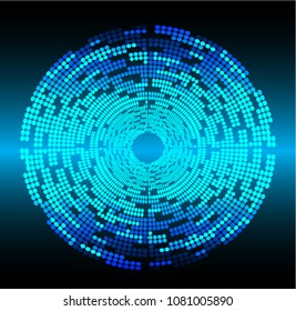 binary circuit board future technology, blue eye cyber security concept background, abstract hi speed digital internet.motion move blur. pixel vector