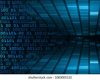 binary circuit board future technology, blue cyber security concept background, abstract hi speed digital internet.motion move blur. pixel vector