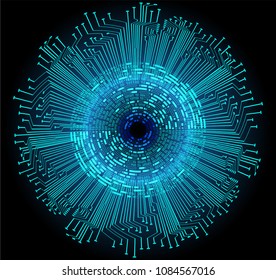 binary circuit board future technology, blue eye cyber security concept background, abstract hi speed digital internet.motion move blur. pixel vector
