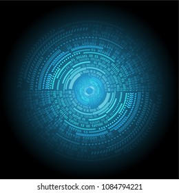 binary circuit board future technology, blue eye cyber security concept background, abstract hi speed digital internet.motion move blur. pixel vector