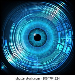 binary circuit board future technology, blue eye cyber security concept background, abstract hi speed digital internet.motion move blur. pixel vector