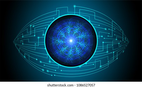binary circuit board future technology, blue cyber security concept background, abstract hi speed digital internet.motion move blur. Circle eye pixel vector