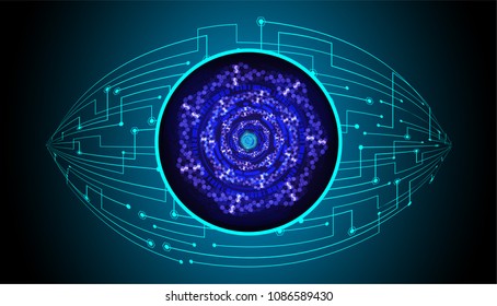 binary circuit board future technology, blue cyber security concept background, abstract hi speed digital internet.motion move blur. Circle eye pixel vector