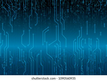 Binary circuit board future technology, blue cyber security concept background, . Web Developer. Computer Code. Programming. Coding.