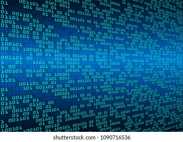 binary circuit board future technology, blue cyber security concept background, abstract hi speed digital internet.motion move blur. pixel vector