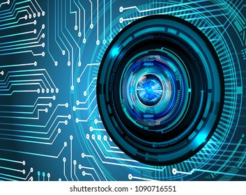 binary circuit board future technology, blue eye cyber security concept background, abstract hi speed digital internet.motion move blur. pixel vector
