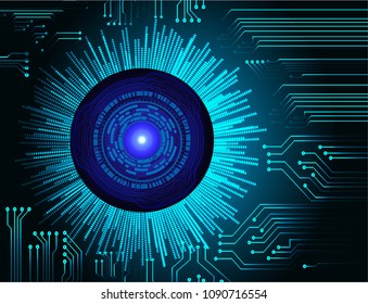 binary circuit board future technology, blue eye cyber security concept background, abstract hi speed digital internet.motion move blur. pixel vector