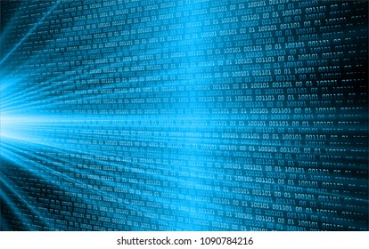 binary circuit board future technology, blue cyber security concept background, abstract hi speed digital internet.motion move blur. pixel vector