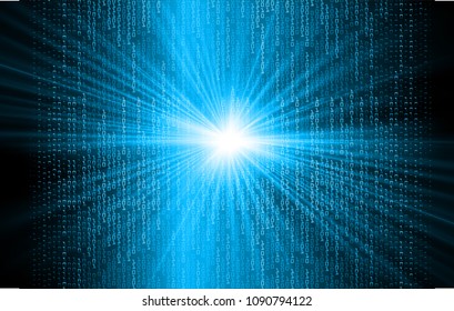 binary circuit board future technology, blue cyber security concept background, abstract hi speed digital internet.motion move blur. pixel vector
