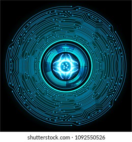 binary circuit board future technology, blue eye cyber security concept background, abstract hi speed digital internet.motion move blur. pixel vector
