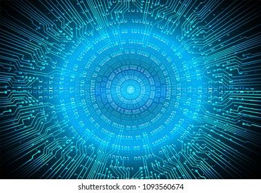 binary circuit board future technology, blue eye cyber security concept background, abstract hi speed digital internet.motion move blur. pixel vector