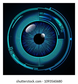 binary circuit board future technology, blue eye cyber security concept background, abstract hi speed digital internet.motion move blur. pixel vector