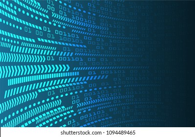 binary circuit board future technology, blue cyber security concept background, abstract hi speed digital internet.motion move blur. arrow pixel vector
